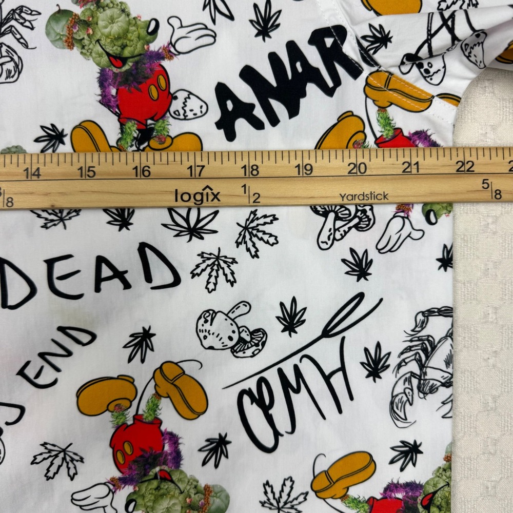 Halfway Dead Button Up Shirt Men Medium Graphic Print Anarchy Streetwear Novelty - Picture 7 of 8